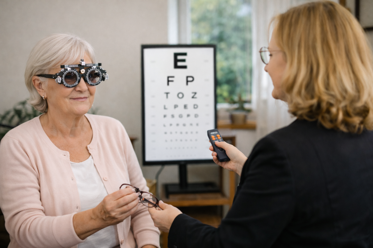 Seniorenpaar mit Brillen